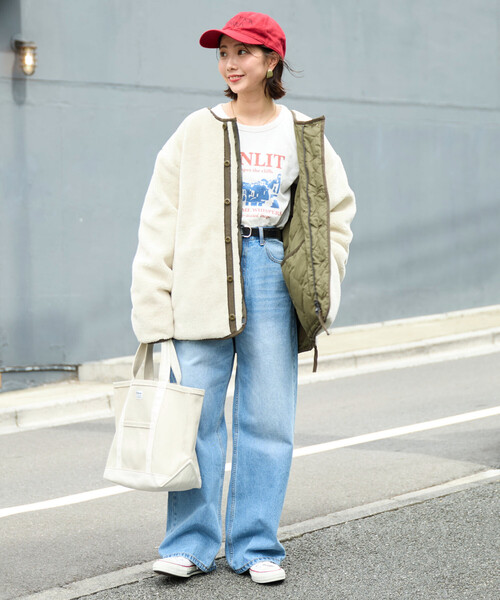 FREAK'S STORE（フリークスストア）の「限定展開 TAION × FREAK'S STORE/タイオン 別注 リバーシブル ボア キルティング ノーカラーダウン（ダウンジャケット/コート・レディース・オリーブ/ブラック/ベージュ・ﾌﾘ-）」の6枚目の写真