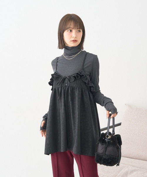 earth music&ecology(アースミュージックアンドエコロジー)の「【2025AW】フェイクレザーキャミチュニック(チュニック・レディース・ブラック/ブラウン・FREE)」の20枚目の写真