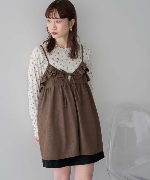 earth music&ecology(アースミュージックアンドエコロジー)の「【2025AW】フェイクレザーキャミチュニック(チュニック・レディース・ブラック/ブラウン・FREE)」の3枚目の写真