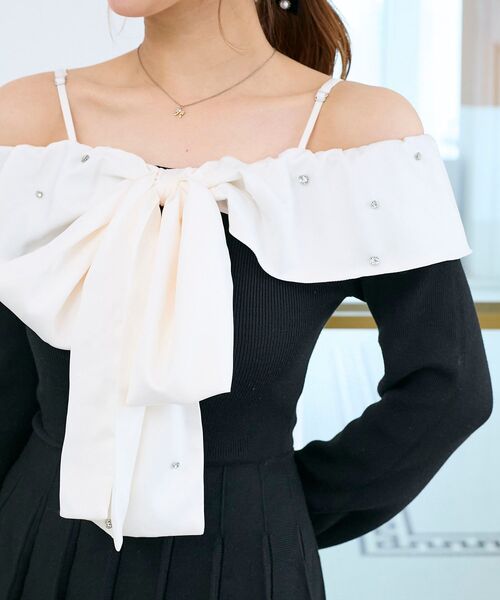 MAJESTIC LEGON(マジェスティックレゴン)の「フロントビッグリボンニットミニワンピ(ワンピース・レディース・ブラック/ピンクベージュ/アイボリー・MEDIUM)」の12枚目の写真