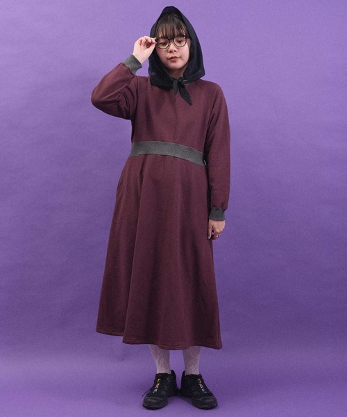 I am I in fact...（アイアムアイインファクト）の「SWEAT RIB flare onepiece（ワンピース・レディース・グレー/ブラック/ボルドー・FREE）」の4枚目の写真