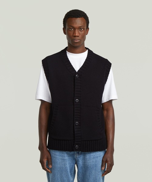 HOPE GARMENT セーター・ベストセット セール】Heavy Vest Knit/リラックスシルエットボタンディテールニット