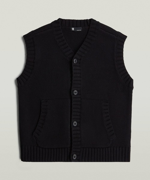 G-STAR（ジースター）の「Heavy Vest Knit/リラックスシルエットボタンディテールニットセーターベスト（ニット/セーター・メンズ・ダークブラック・X-SMALL/X-LARGE/LARGE/MEDIUM/SMALL）」の6枚目の写真
