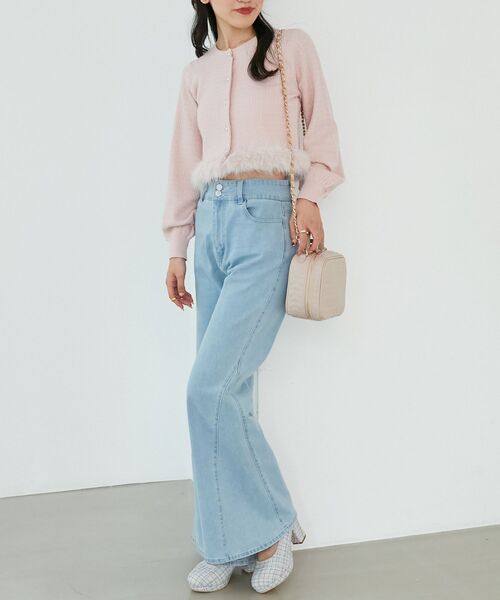 MAJESTIC LEGON(マジェスティックレゴン)の「ヘムフェイクファーケーブルカーデ(カーディガン/ボレロ・レディース・ライトグレー/ブラック/オフホワイト/ピンク・MEDIUM)」の14枚目の写真