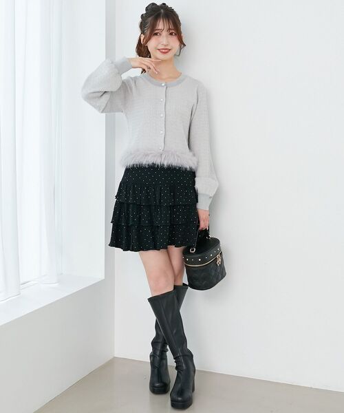 MAJESTIC LEGON(マジェスティックレゴン)の「ヘムフェイクファーケーブルカーデ(カーディガン/ボレロ・レディース・ライトグレー/ブラック/オフホワイト/ピンク・MEDIUM)」の19枚目の写真