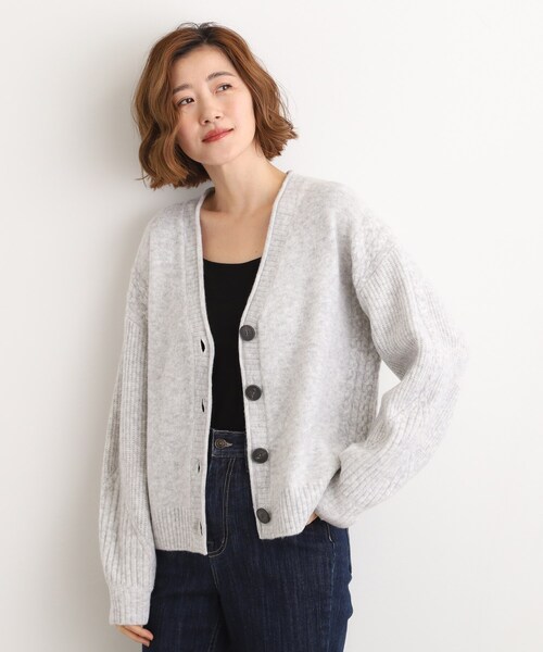 grove（グローブ）の「ケーブルアクセント Vネックカーディガン（カーディガン/ボレロ・レディース・アイボリー/グレー/チャコールグレー・02/03/01/04/05）」の5枚目の写真