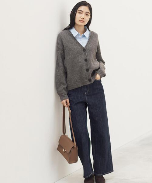 grove（グローブ）の「ケーブルアクセント Vネックカーディガン（カーディガン/ボレロ・レディース・アイボリー/グレー/チャコールグレー・02/03/01/04/05）」の9枚目の写真
