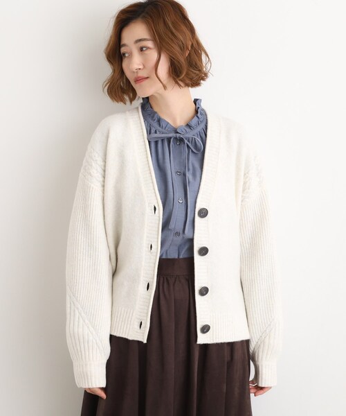 セール】ケーブルアクセント Vネックカーディガン（カーディガン