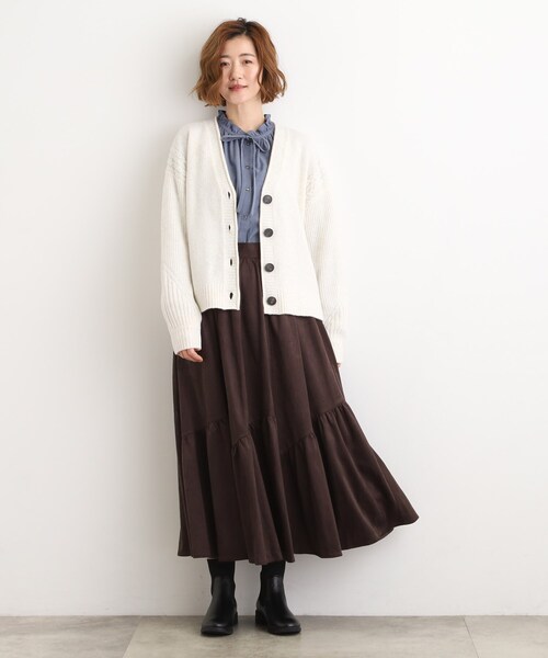 grove（グローブ）の「ケーブルアクセント Vネックカーディガン（カーディガン/ボレロ・レディース・アイボリー/グレー/チャコールグレー・02/03/01/04/05）」の16枚目の写真