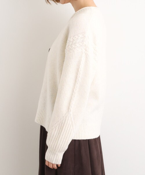 セール】ケーブルアクセント Vネックカーディガン（カーディガン