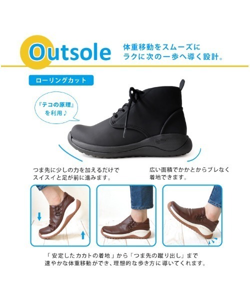 Regetta Canoe(リゲッタカヌー)の「防水 レースアップシューズ CCME008(レインシューズ・レディース・ブラック/カーキ・XL/L/S/M)」の4枚目の写真