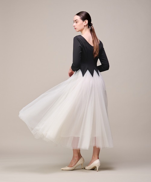 JENNE（ジェンヌ）の「チュール切り替えワンピース（ワンピース・レディース・ホワイト/ブラック・LARGE/MEDIUM/SMALL）」の10枚目の写真