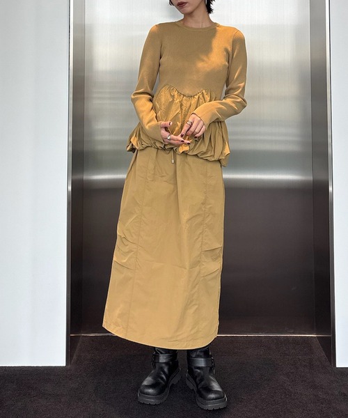 BALLOON DETAIL KNIT DOCKING DRESS（ワンピース）｜Ameri（アメリ）の