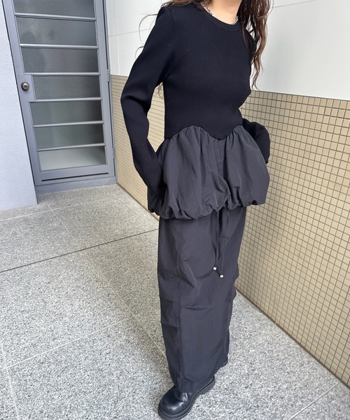 BALLOON DETAIL KNIT DOCKING DRESS（ワンピース）｜Ameri（アメリ）の