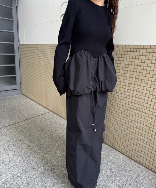 BALLOON DETAIL KNIT DOCKING DRESS（ワンピース）｜Ameri（アメリ）の