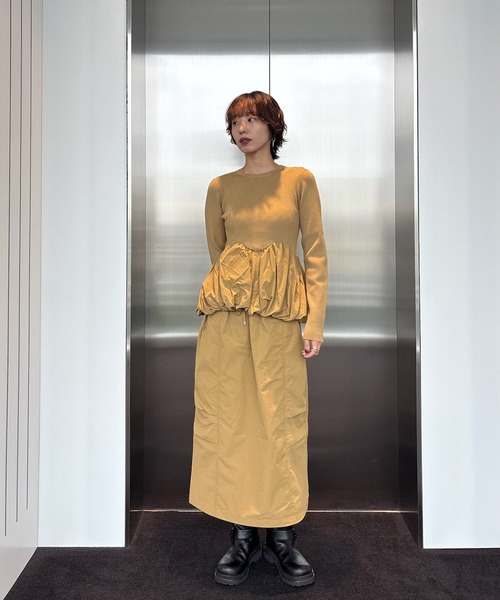 BALLOON DETAIL KNIT DOCKING DRESS（ワンピース）｜Ameri（アメリ）の