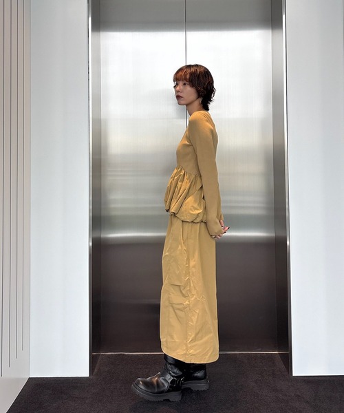 ワンピース Docking Knit Balloon Dress BALLOON DETAIL KNIT DOCKING DRESS（ワンピース）｜Ameri（アメリ）の