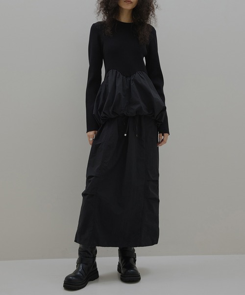 BALLOON DETAIL KNIT DOCKING DRESS（ワンピース）｜Ameri（アメリ）の