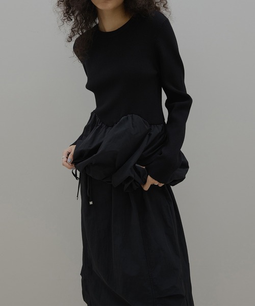 BALLOON DETAIL KNIT DOCKING DRESS（ワンピース）｜Ameri（アメリ）の