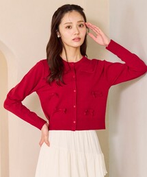 カーディガン/ボレロ（レッド/赤色系・リボン）ファッション通販