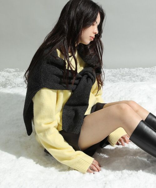 CRAFT STANDARD BOUTIQUE（クラフトスタンダードブティック）の「起毛クルーネックニットプルオーバー＜ハンドウォッシャブル＞◆（ニット/セーター・レディース・ダークグレー/イエロー/ライトブルー/ライトグレー・FREE）」の21枚目の写真