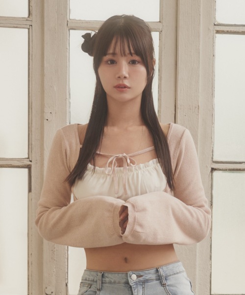 M DOLLY（エムドリー）の「*M DOLLY original* front ribbon Serafina knit tops/フロントリボンセラフィナニットトップス（ニット/セーター・レディース・ブラック/ベージュ・FREE）」の10枚目の写真