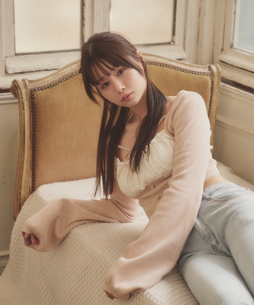 M DOLLY（エムドリー）の「*M DOLLY original* front ribbon Serafina knit tops/フロントリボンセラフィナニットトップス（ニット/セーター・レディース・ブラック/ベージュ・FREE）」の12枚目の写真
