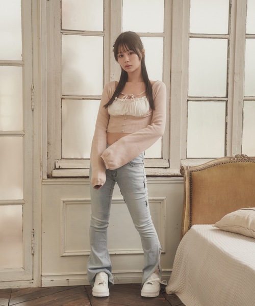 M DOLLY（エムドリー）の「*M DOLLY original* front ribbon Serafina knit tops/フロントリボンセラフィナニットトップス（ニット/セーター・レディース・ブラック/ベージュ・FREE）」の14枚目の写真