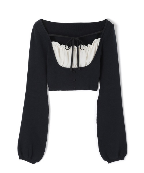 M DOLLY（エムドリー）の「*M DOLLY original* front ribbon Serafina knit tops/フロントリボンセラフィナニットトップス（ニット/セーター・レディース・ブラック/ベージュ・FREE）」の15枚目の写真