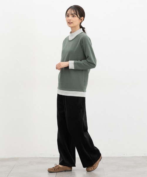 Honeys（ハニーズ）の「【ハニぽか】レイヤード風トップス（スウェット・レディース・ピンク/グリーン/ネイビー/スミクロ・M/LL/L）」の13枚目の写真