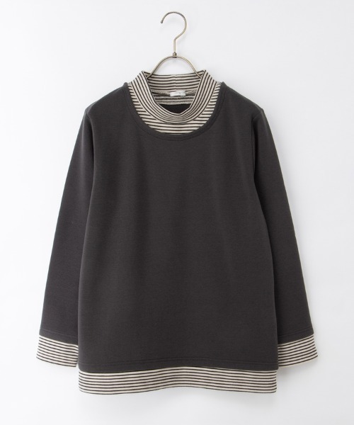 Honeys（ハニーズ）の「【ハニぽか】レイヤード風トップス（スウェット・レディース・ピンク/グリーン/ネイビー/スミクロ・M/LL/L）」の15枚目の写真