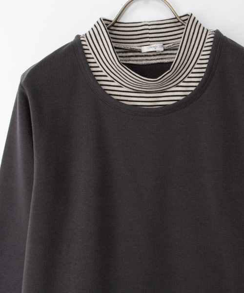 Honeys（ハニーズ）の「【ハニぽか】レイヤード風トップス（スウェット・レディース・ピンク/グリーン/ネイビー/スミクロ・M/LL/L）」の16枚目の写真