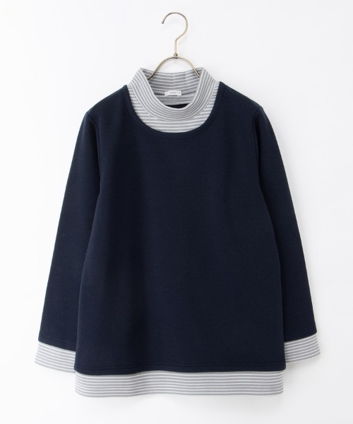 Honeys（ハニーズ）の「【ハニぽか】レイヤード風トップス（スウェット・レディース・ピンク/グリーン/ネイビー/スミクロ・M/LL/L）」の17枚目の写真