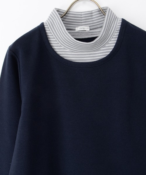 Honeys（ハニーズ）の「【ハニぽか】レイヤード風トップス（スウェット・レディース・ピンク/グリーン/ネイビー/スミクロ・M/LL/L）」の18枚目の写真