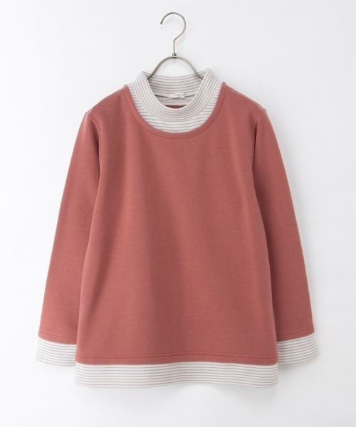 Honeys（ハニーズ）の「【ハニぽか】レイヤード風トップス（スウェット・レディース・ピンク/グリーン/ネイビー/スミクロ・M/LL/L）」の19枚目の写真