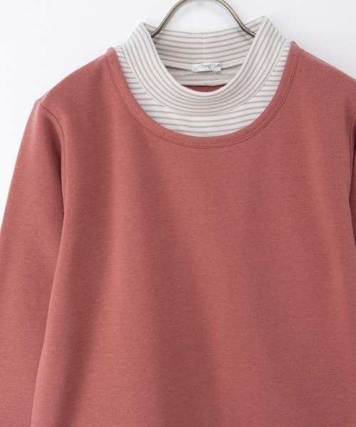 Honeys（ハニーズ）の「【ハニぽか】レイヤード風トップス（スウェット・レディース・ピンク/グリーン/ネイビー/スミクロ・M/LL/L）」の20枚目の写真