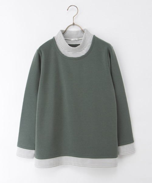 Honeys（ハニーズ）の「【ハニぽか】レイヤード風トップス（スウェット・レディース・ピンク/グリーン/ネイビー/スミクロ・M/LL/L）」の21枚目の写真