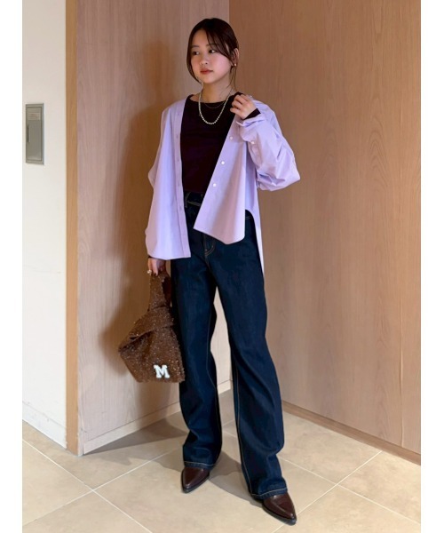 Mila Owen（ミラオーウェン）の「キャンペーンシャツ（シャツ/ブラウス・レディース・ホワイト/ブラウン/ラベンダー/ターコイズブルー/ブルー・F）」の19枚目の写真