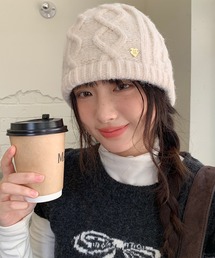 leune（ルネ）の「ハートプレート付きニットビーニー（ニットキャップ/ビーニー）」