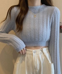 モヘアタッチショート丈ニット