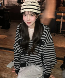 ILLIGO（イリゴ）の「Starry Stripe Hooded Zip-Up Black（パーカー）」