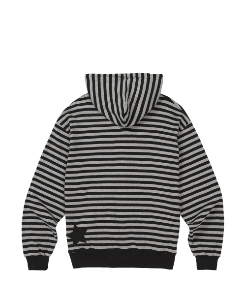 セール】スタリーストライプフードジップアップブラック（パーカー