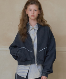 RONRON（ロンロン）の「TORCHON LACE BLOUSON ZIP UP DENIM JACKET BLACK（デニムジャケット）」
