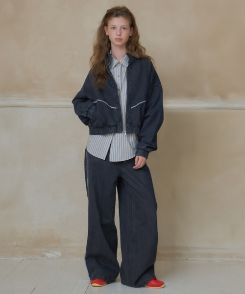 RONRON(ロンロン)の「TORCHON LACE BLOUSON ZIP UP DENIM JACKET BLACK(デニムジャケット・レディース・その他・FREE)」の2枚目の写真