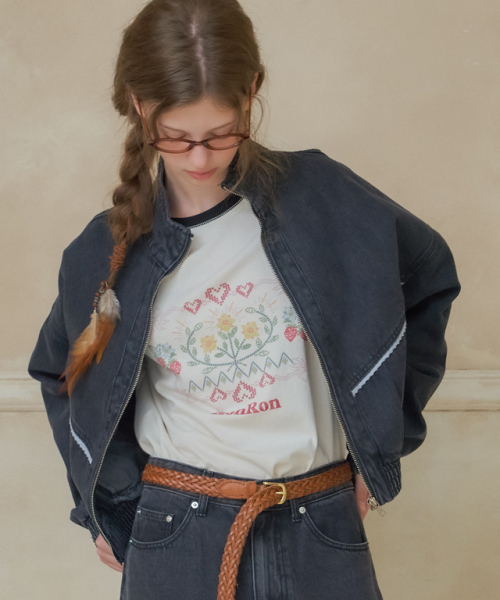 RONRON(ロンロン)の「TORCHON LACE BLOUSON ZIP UP DENIM JACKET BLACK(デニムジャケット・レディース・その他・FREE)」の5枚目の写真