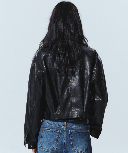 NICK&NICOLE(ニックアンドニコール)の「CUTING LINE LEATHER JACKET_BLACK(ライダースジャケット・レディース・その他・FREE)」の3枚目の写真