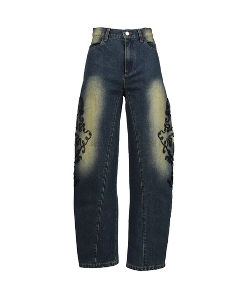 VIVAMUS(ヴィヴァムス)の「DENIM LACE PANTS(その他パンツ・レディース・ブルー/ブラック・3/2/1)」の1枚目の写真