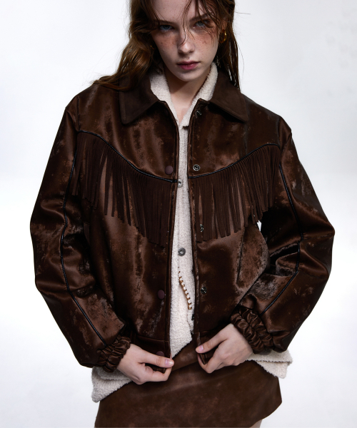 RSSC（アールエスエスシー）の「SUEDE FRINGE LEATHER JUMPER - BROWN（ライダースジャケット・レディース・ブラウン・1/2/0）」の6枚目の写真