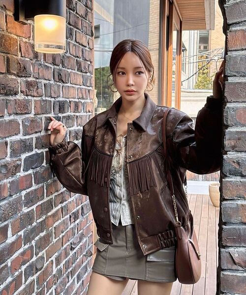 RSSC（アールエスエスシー）の「SUEDE FRINGE LEATHER JUMPER - BROWN（ライダースジャケット・レディース・ブラウン・1/2/0）」の12枚目の写真