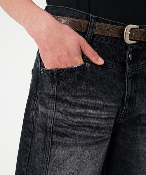 Camphor wood（カンファーウッド）の「CRUSH FADE SIDE SEEM BOOTS CUT JEANS / クラッシュフェードサイドシームブーツカットデニム（デニムパンツ・メンズ・インディゴブルー/ブラック・SMALL/MEDIUM/LARGE）」の14枚目の写真